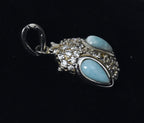Sterling Silver Larimar Owl Pendant