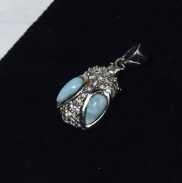 Sterling Silver Larimar Owl Pendant