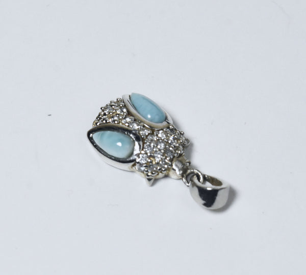 Sterling Silver Larimar Owl Pendant