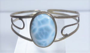 Finest Quality Larimar Sterling Silver Cuff Bracelet