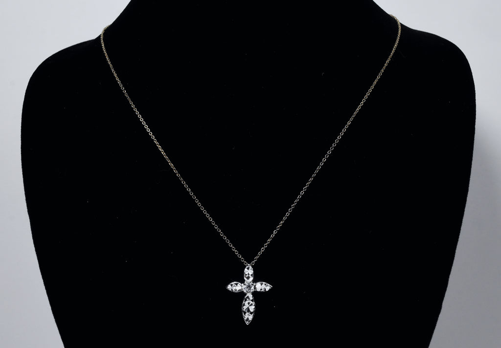 Sterling Silver Laser Cut Pierced Design Crucifix Pendant on Sterling Silver Chain Necklace - 18"