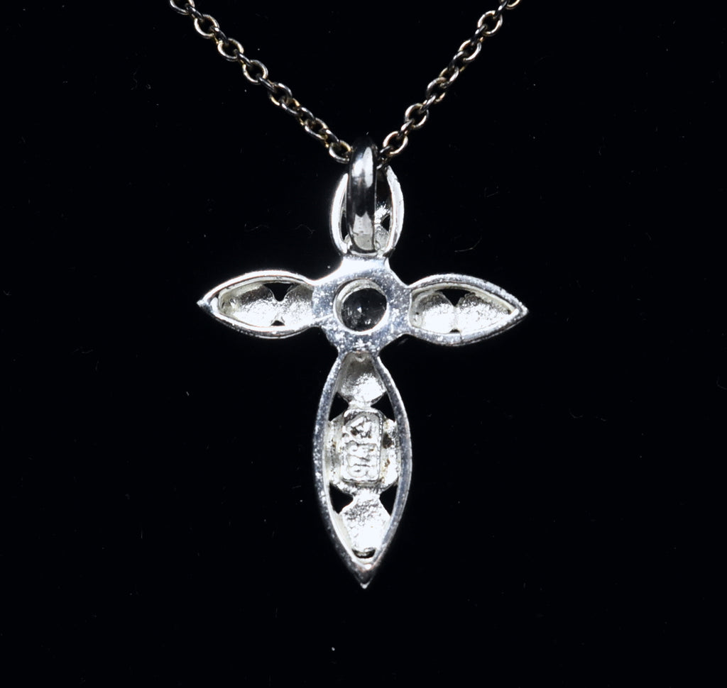 Sterling Silver Laser Cut Pierced Design Crucifix Pendant on Sterling Silver Chain Necklace - 18"