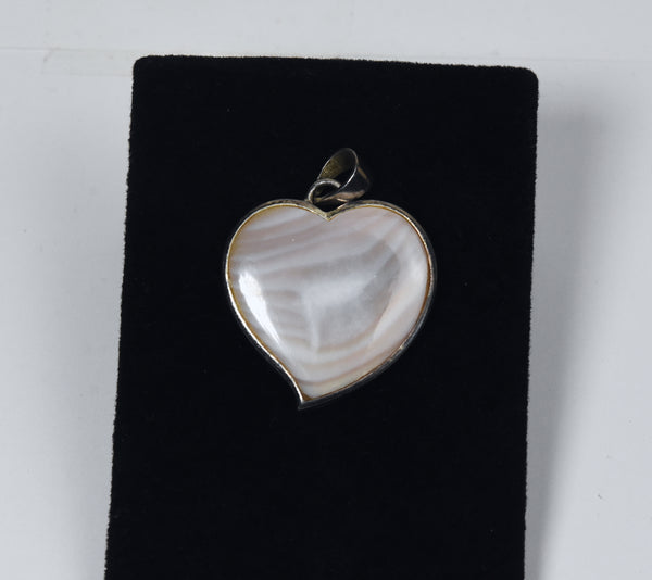 Beautiful Pink Mother of Pearl Sterling Silver Heart Pendant