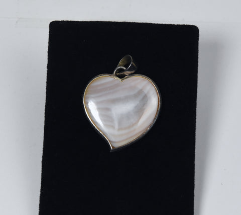 Beautiful Pink Mother of Pearl Sterling Silver Heart Pendant