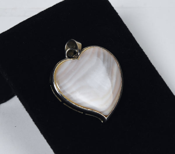 Beautiful Pink Mother of Pearl Sterling Silver Heart Pendant