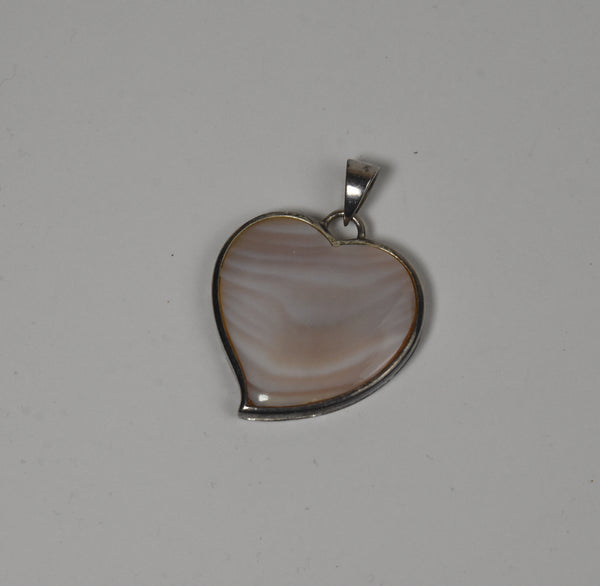 Beautiful Pink Mother of Pearl Sterling Silver Heart Pendant