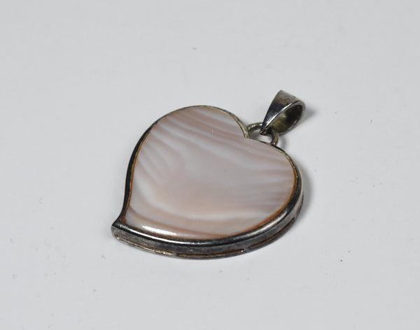 Beautiful Pink Mother of Pearl Sterling Silver Heart Pendant