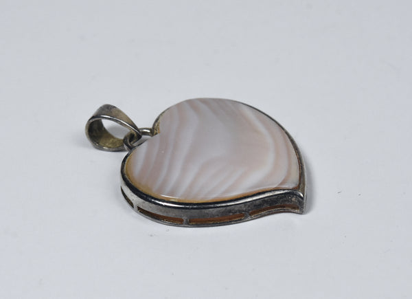 Beautiful Pink Mother of Pearl Sterling Silver Heart Pendant