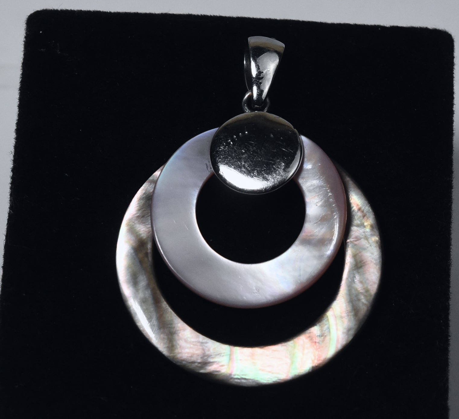 Mother of Pearl and Pink Mother of Pearl Dual Hoops Pendant