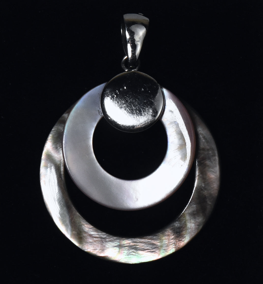 Mother of Pearl and Pink Mother of Pearl Dual Hoops Pendant