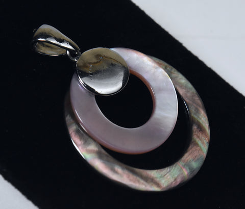 Mother of Pearl and Pink Mother of Pearl Dual Hoops Pendant