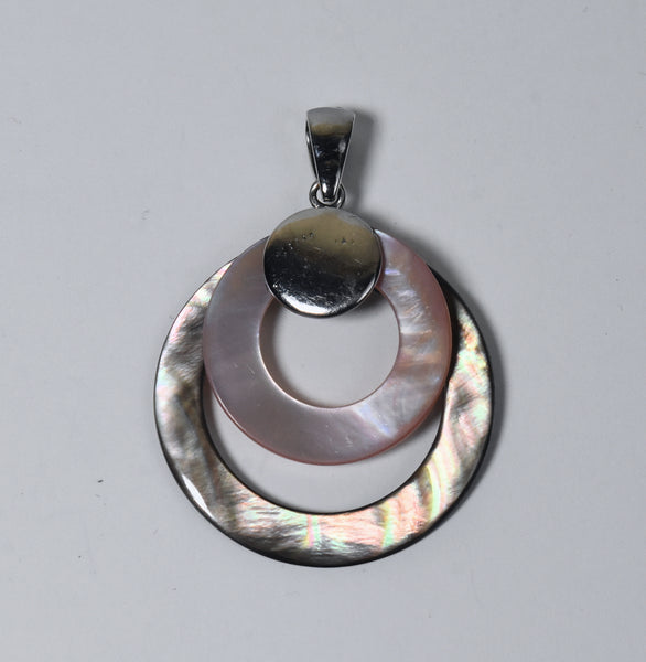 Mother of Pearl and Pink Mother of Pearl Dual Hoops Pendant