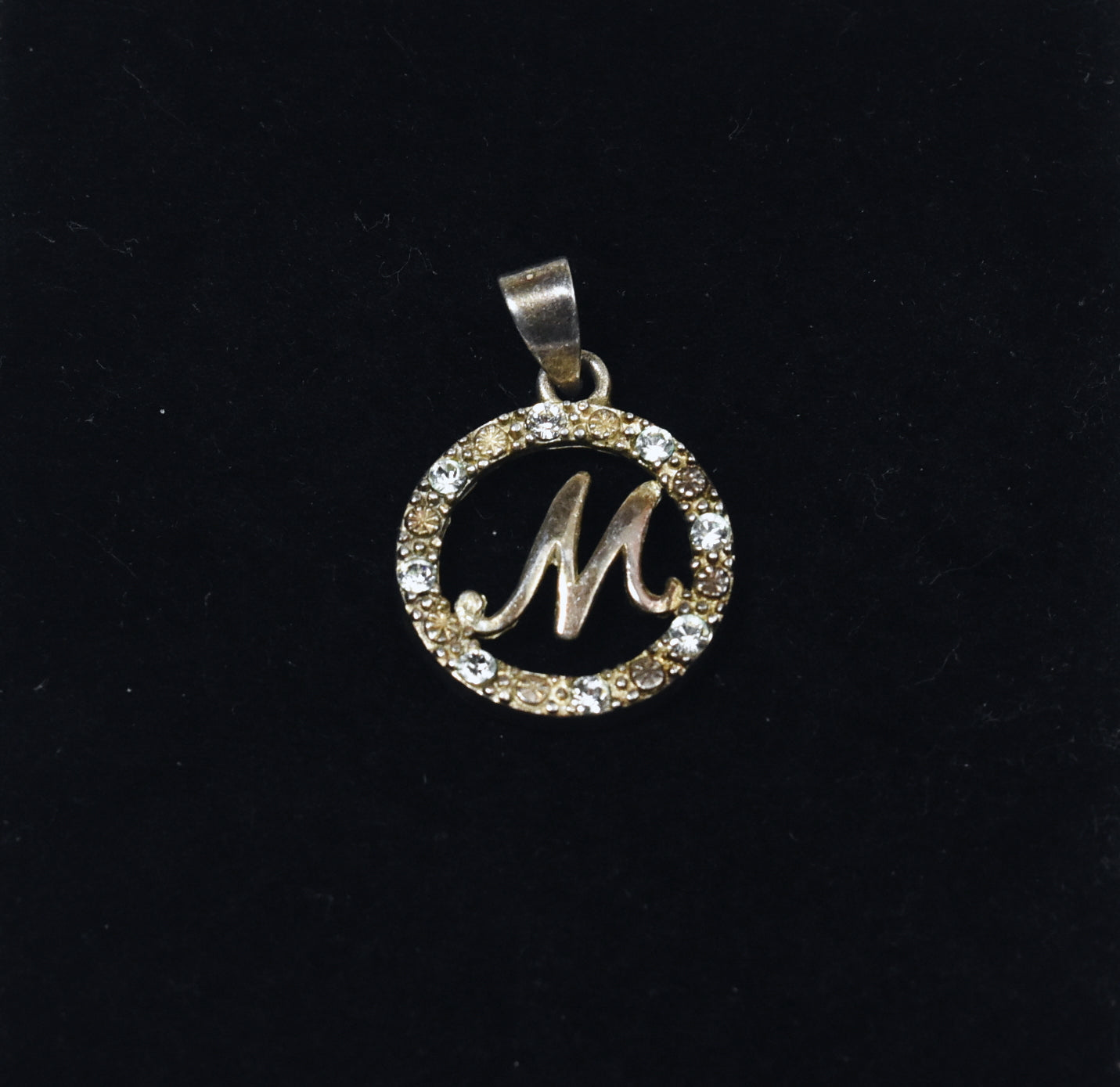 Sterling Silver Letter "M" Monogram Hoop Pendant