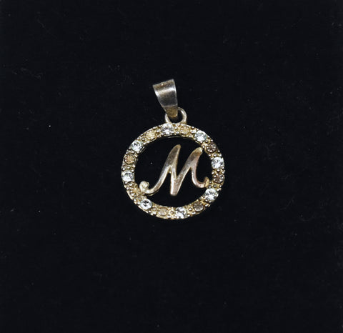 Sterling Silver Letter "M" Monogram Hoop Pendant