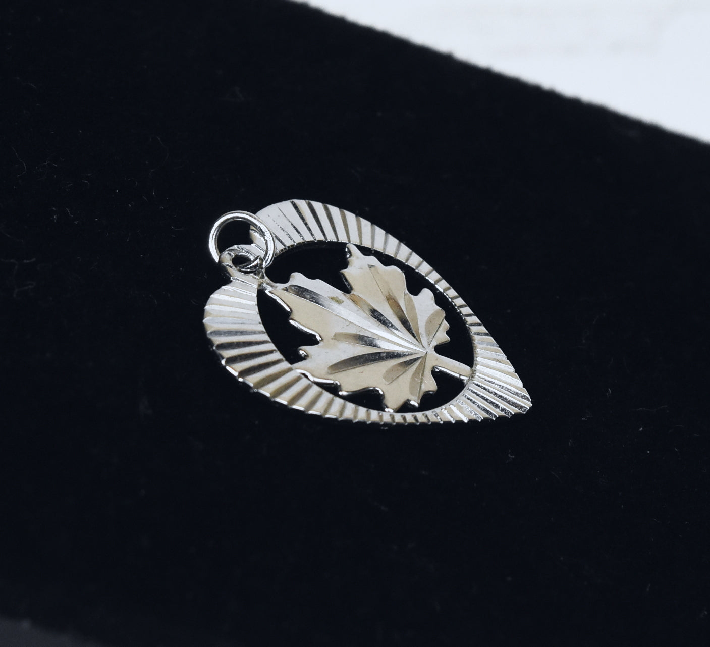 Sterling Silver Maple Leaf Heart Pendant