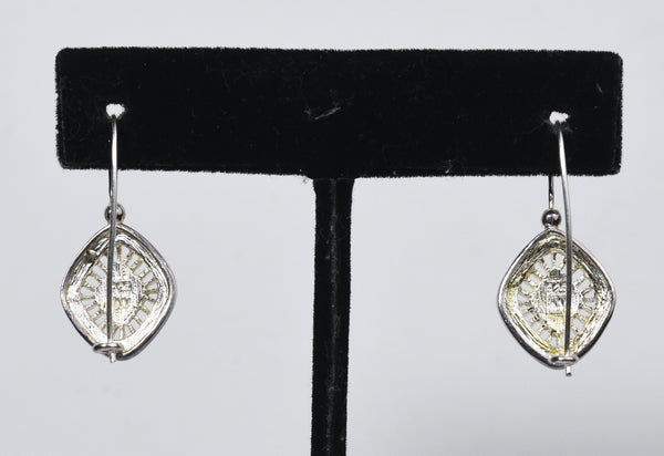 Sterling Silver Marcasite and Clear Stone Drop Earrings