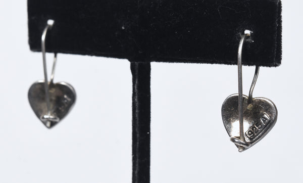 Sterling Silver Marcasite Heart Earrings