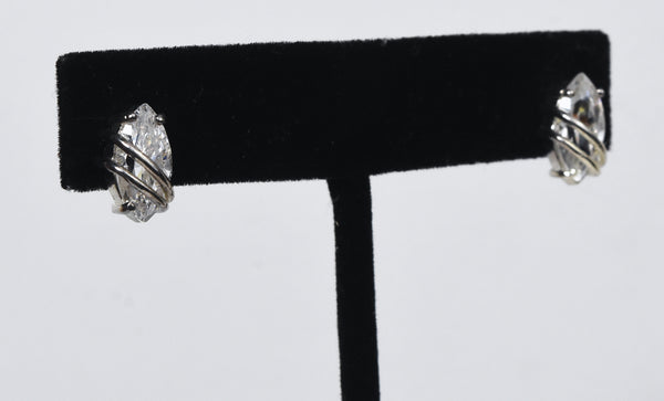 Sterling Silver Marquise Cubic Zirconia Stud Earrings