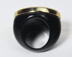 Large Modern Plastic and Crackled Glass Ring - Size 6.25