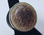 Large Modern Plastic and Crackled Glass Ring - Size 6.25