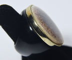 Large Modern Plastic and Crackled Glass Ring - Size 6.25