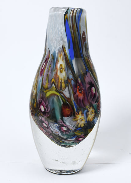 Heavy Enclassed Glass Milefiori Vase