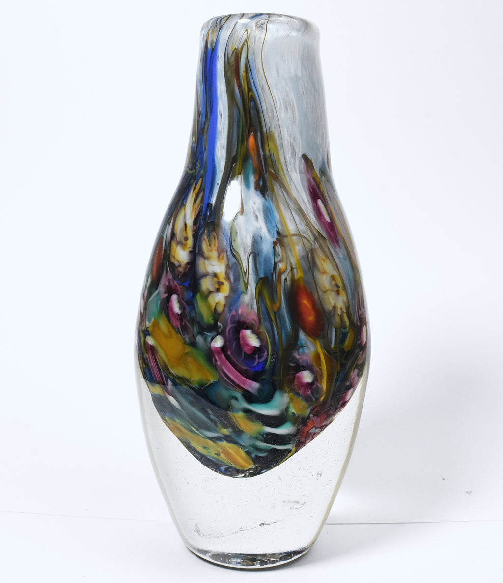 Heavy Enclassed Glass Milefiori Vase