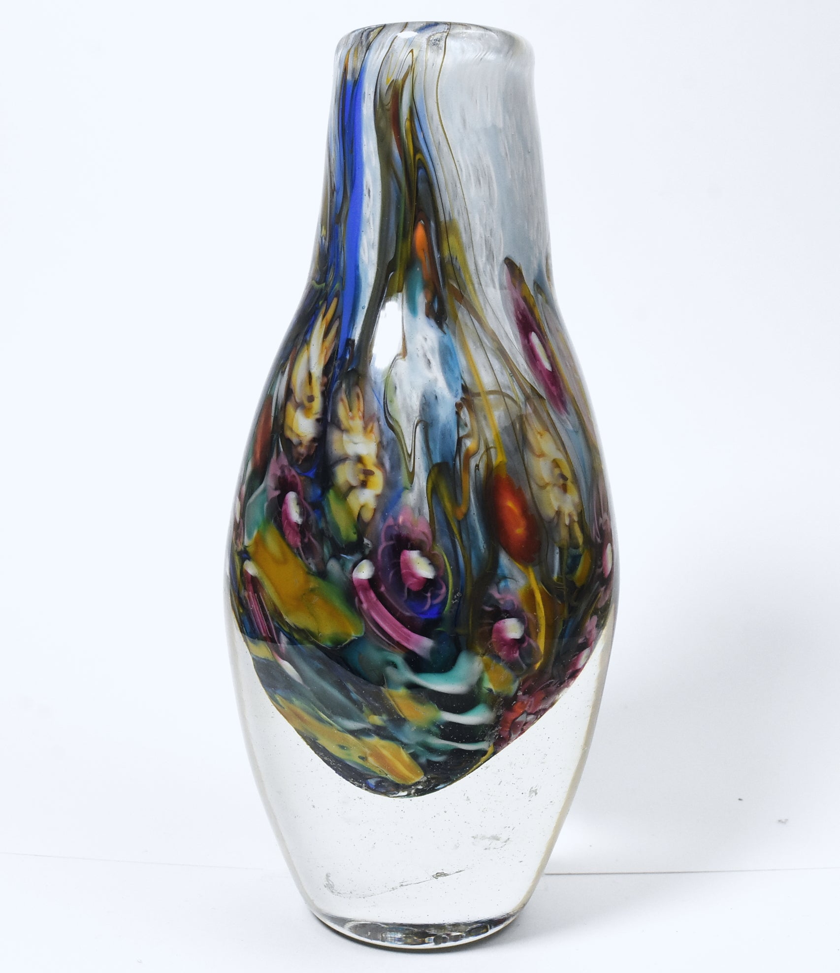 Heavy Enclassed Glass Milefiori Vase