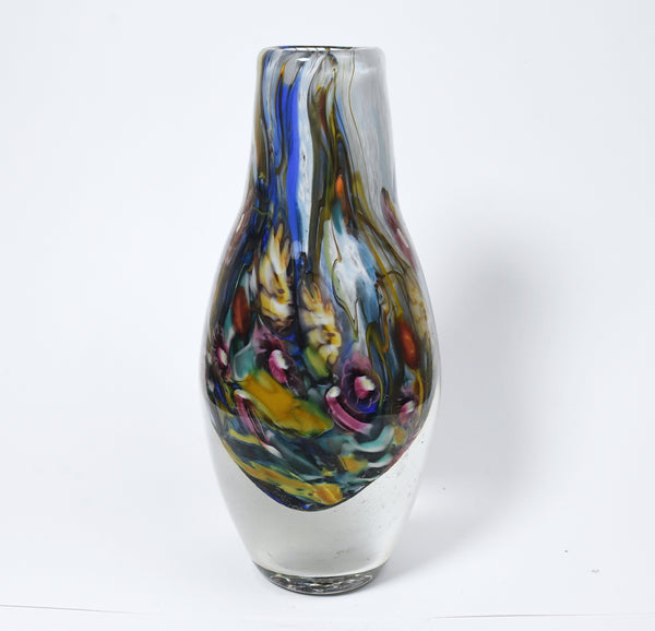 Heavy Enclassed Glass Milefiori Vase