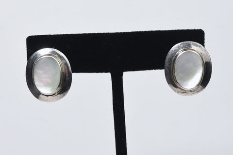 Vintage Sterling Silver Mother of Pearl Stud Earrings