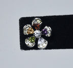 SINGLE Sterling Silver Multicolor Glass Flower Stud Earring