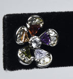 SINGLE Sterling Silver Multicolor Glass Flower Stud Earring