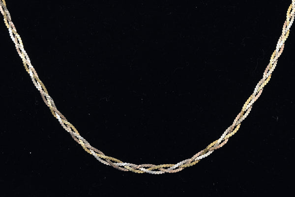 Multi-Tone Sterling Silver Braided Italian Chain Necklace - 18"