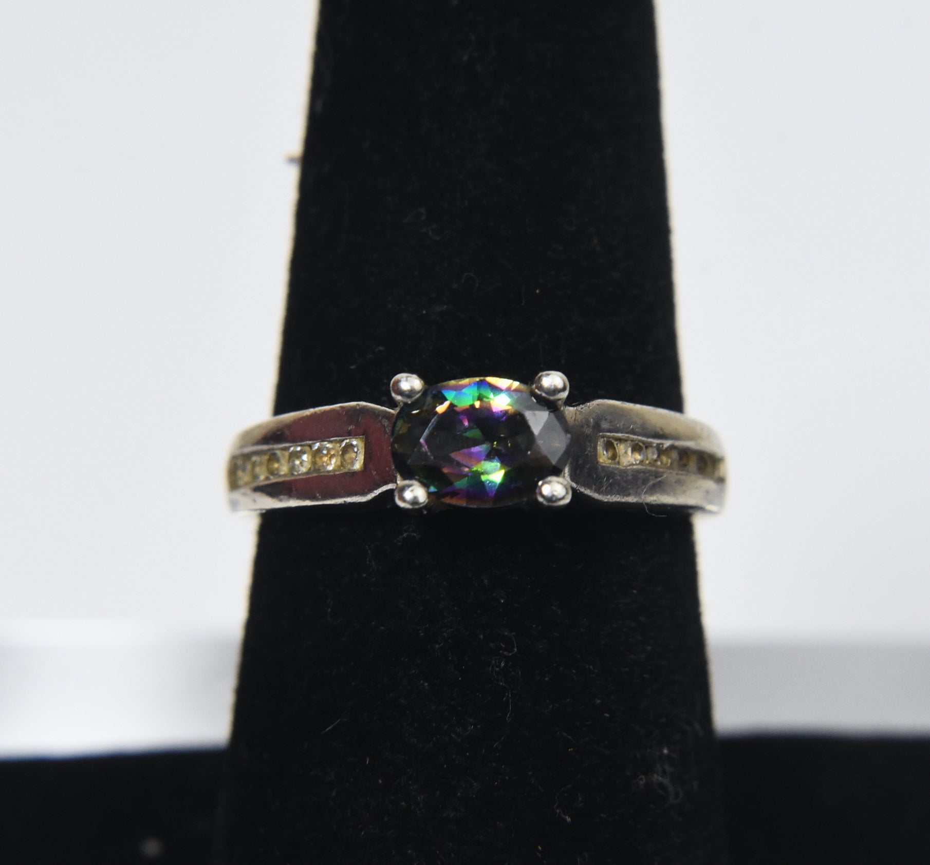 Sterling Silver Mystic Stone Ring - Size 7