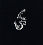 Sterling Silver Blue Topaz Om Symbol Pendant