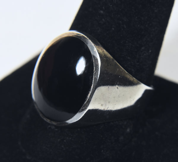Vintage Sterling Silver Black Onyx Ring - Size 12