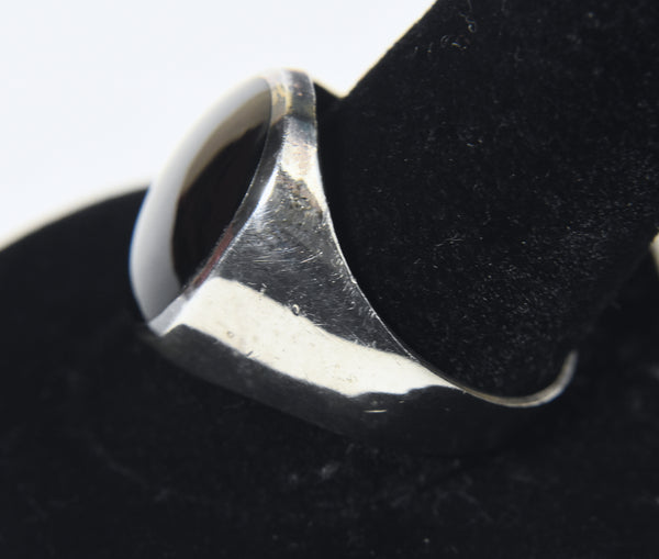 Vintage Sterling Silver Black Onyx Ring - Size 12