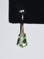 Gold Tone Pale Green Glass Earrings