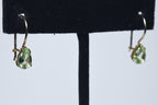 Gold Tone Pale Green Glass Earrings