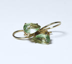Gold Tone Pale Green Glass Earrings