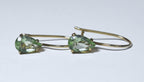 Gold Tone Pale Green Glass Earrings