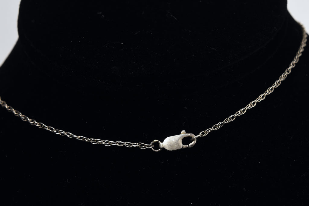 Sterling Silver Chain Necklace with Ornate Diamond Pendant
