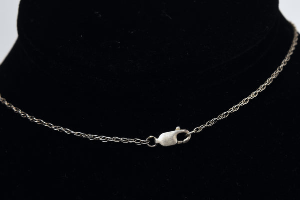 Sterling Silver Chain Necklace with Ornate Diamond Pendant