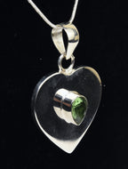 Sterling Silver Heart Peridot Pendant on Sterling Silver Chain Necklace