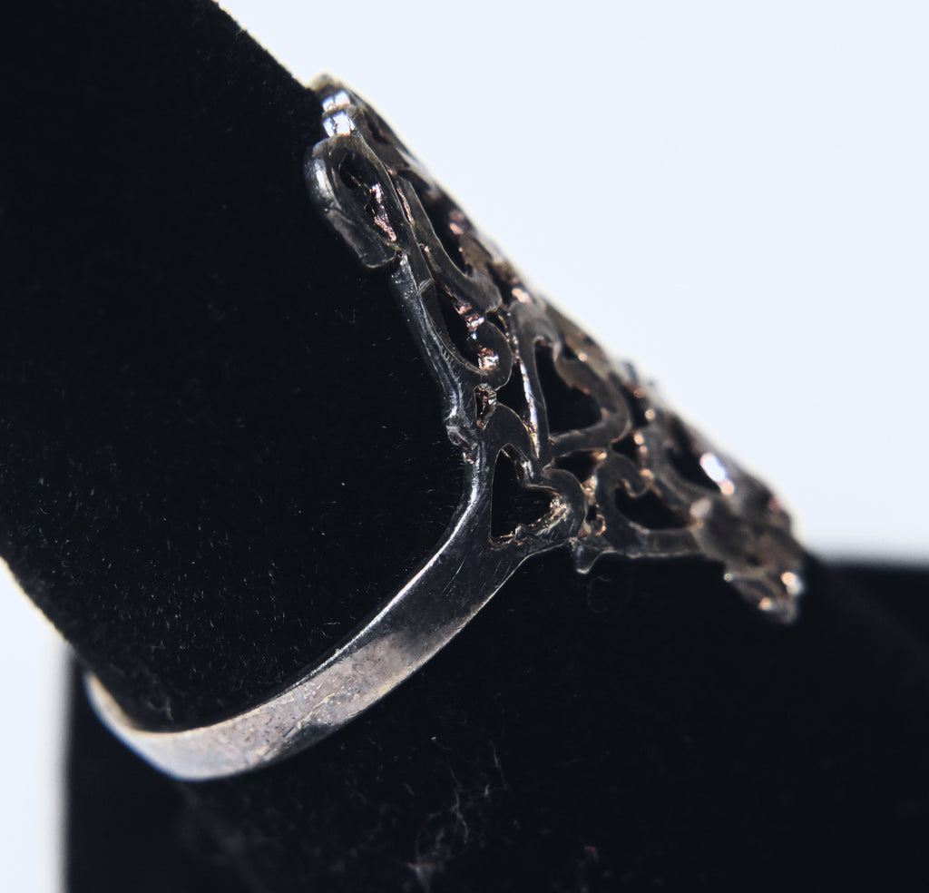 Sterling Silver Pierced Hearts Design Ring - Size 7