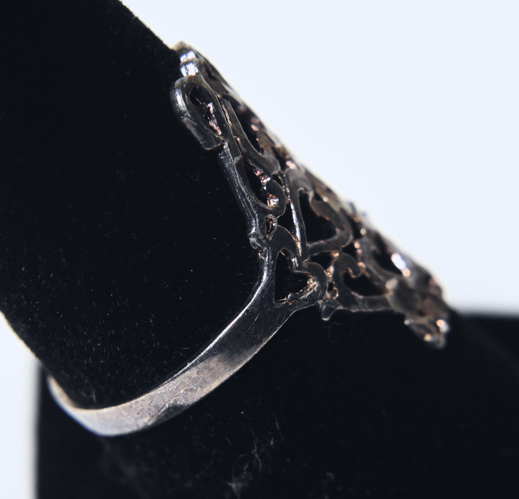 Sterling Silver Pierced Hearts Design Ring - Size 7