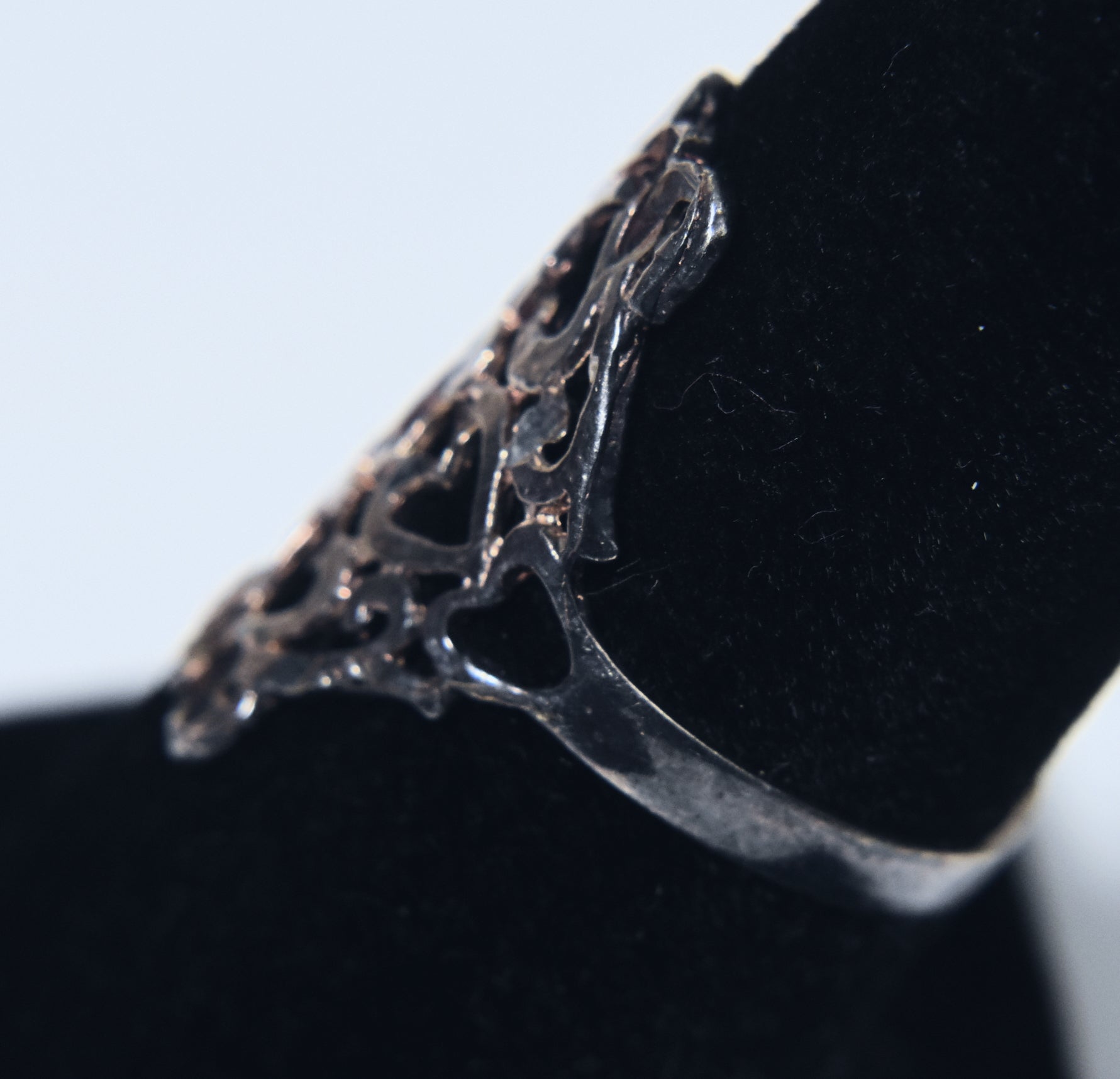 Sterling Silver Pierced Hearts Design Ring - Size 7