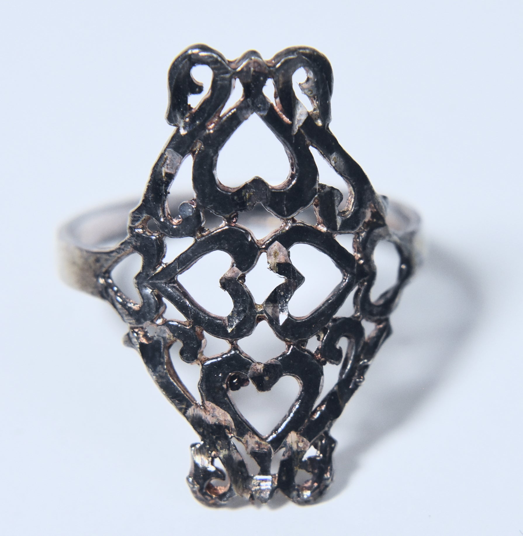 Sterling Silver Pierced Hearts Design Ring - Size 7