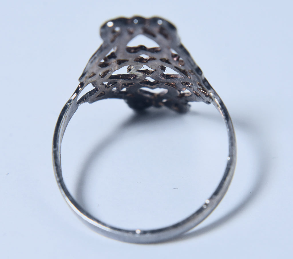 Sterling Silver Pierced Hearts Design Ring - Size 7