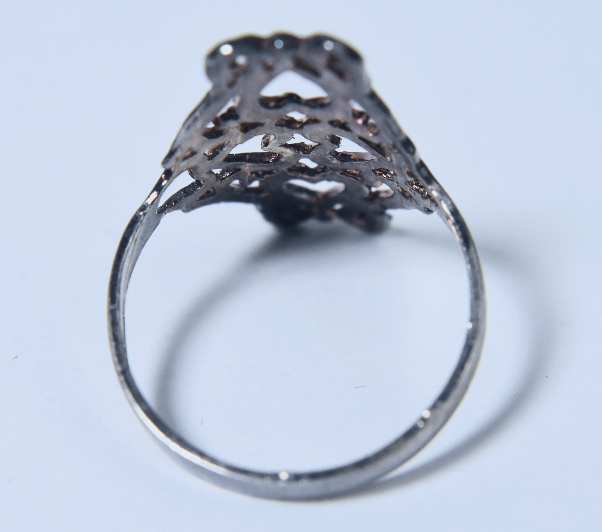 Sterling Silver Pierced Hearts Design Ring - Size 7
